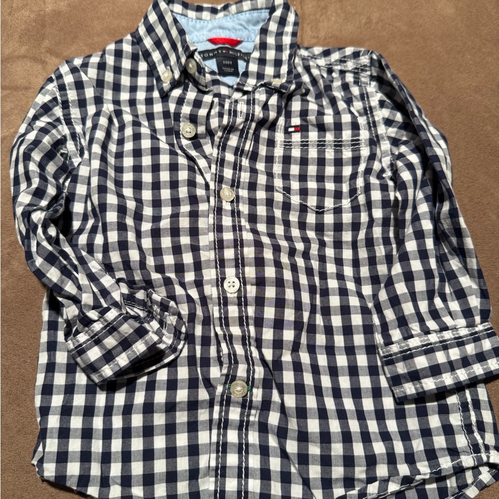 Tommy Hilfiger Kids Navy and White Plaid Shirt